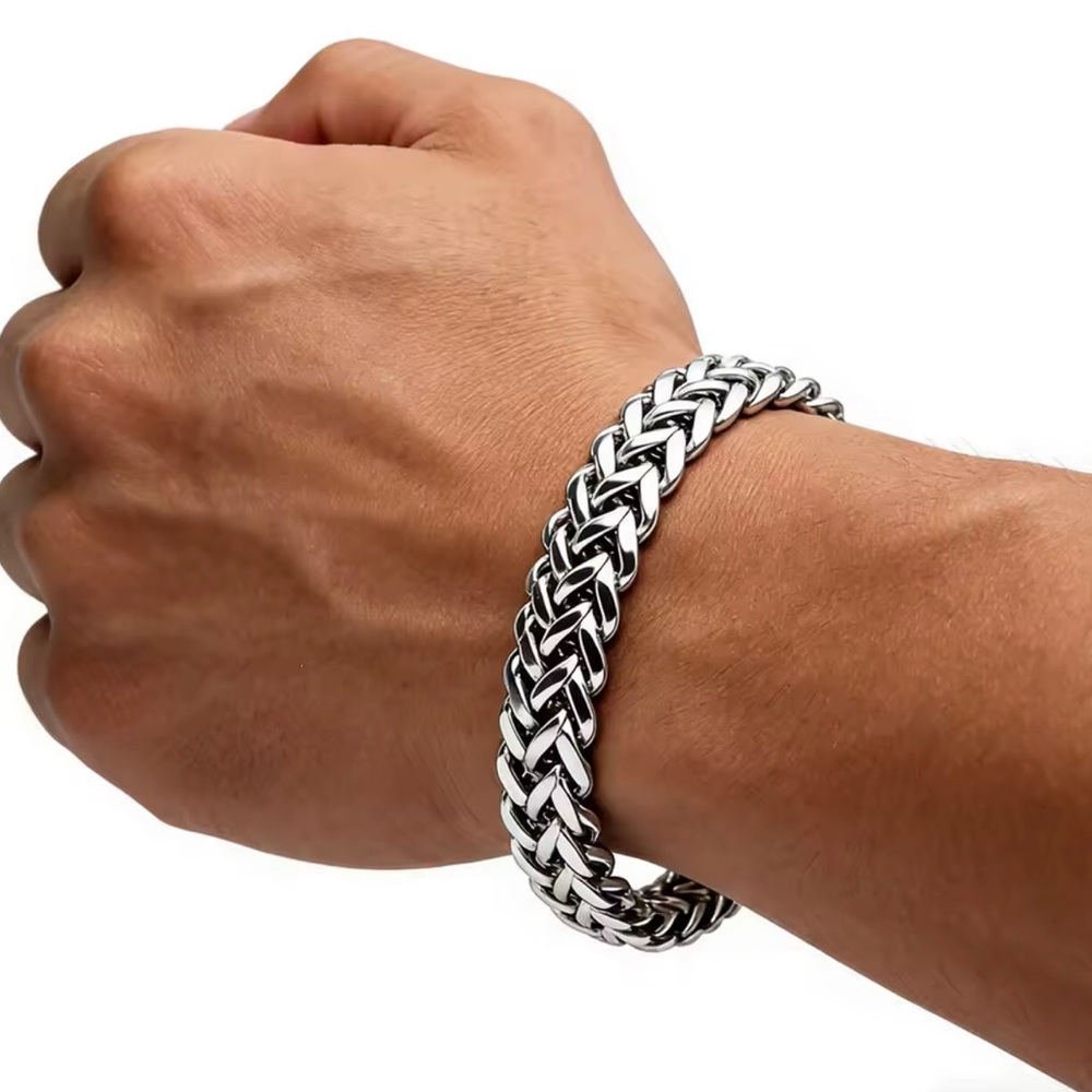 Stainless Steel Braided Silver Men’s Bracelet
